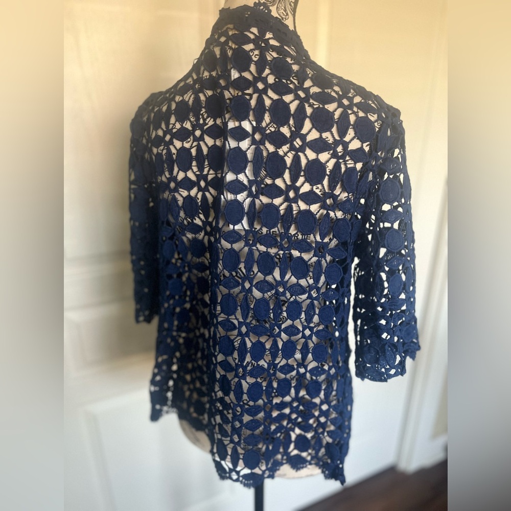 NWT brand Belle Poque Navy Blue Lace jacket/cardigan. - Picture 4 of 4